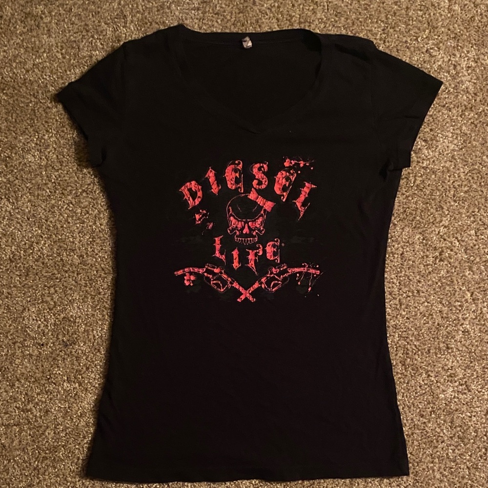 Diesel life y2k grunge womens v neck t shirt
